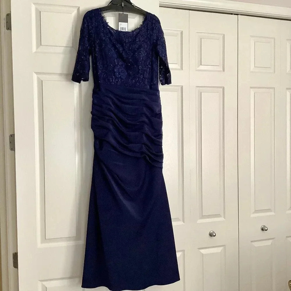 La Femme Wedding Sparkle Navy Blue Mother of Groom/Bride/Guest Dress, Size 10 - Picture 11 of 14